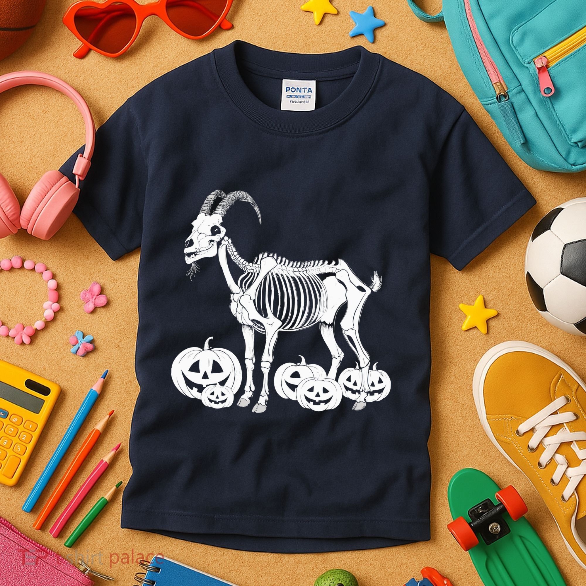 Goat Skeleton Birthday Halloweens Wo Kids T-Shirt