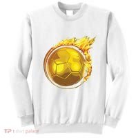 Gold Soccer Ball Flames Flaming Flying Soccer Ball On Fire Sweatshirt thumb 0