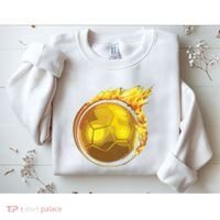 Gold Soccer Ball Flames Flaming Flying Soccer Ball On Fire Sweatshirt thumb 2