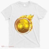 Gold Soccer Ball Flames Flaming Flying Soccer Ball On Fire T-Shirt thumb 0