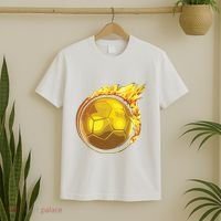 Gold Soccer Ball Flames Flaming Flying Soccer Ball On Fire T-Shirt thumb 2