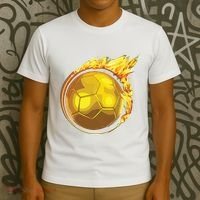Gold Soccer Ball Flames Flaming Flying Soccer Ball On Fire T-Shirt thumb 3