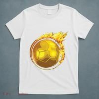 Gold Soccer Ball Flames Flaming Flying Soccer Ball On Fire T-Shirt thumb 5