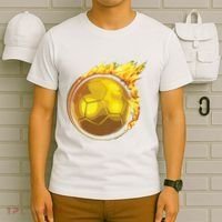 Gold Soccer Ball Flames Flaming Flying Soccer Ball On Fire T-Shirt thumb 6