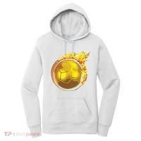 Gold Soccer Ball Flames Flaming Flying Soccer Ball On Fire Women's Hoodie thumb 0