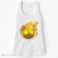 Gold Soccer Ball Flames Flaming Flying Soccer Ball On Fire Women's Tank Top thumb 0