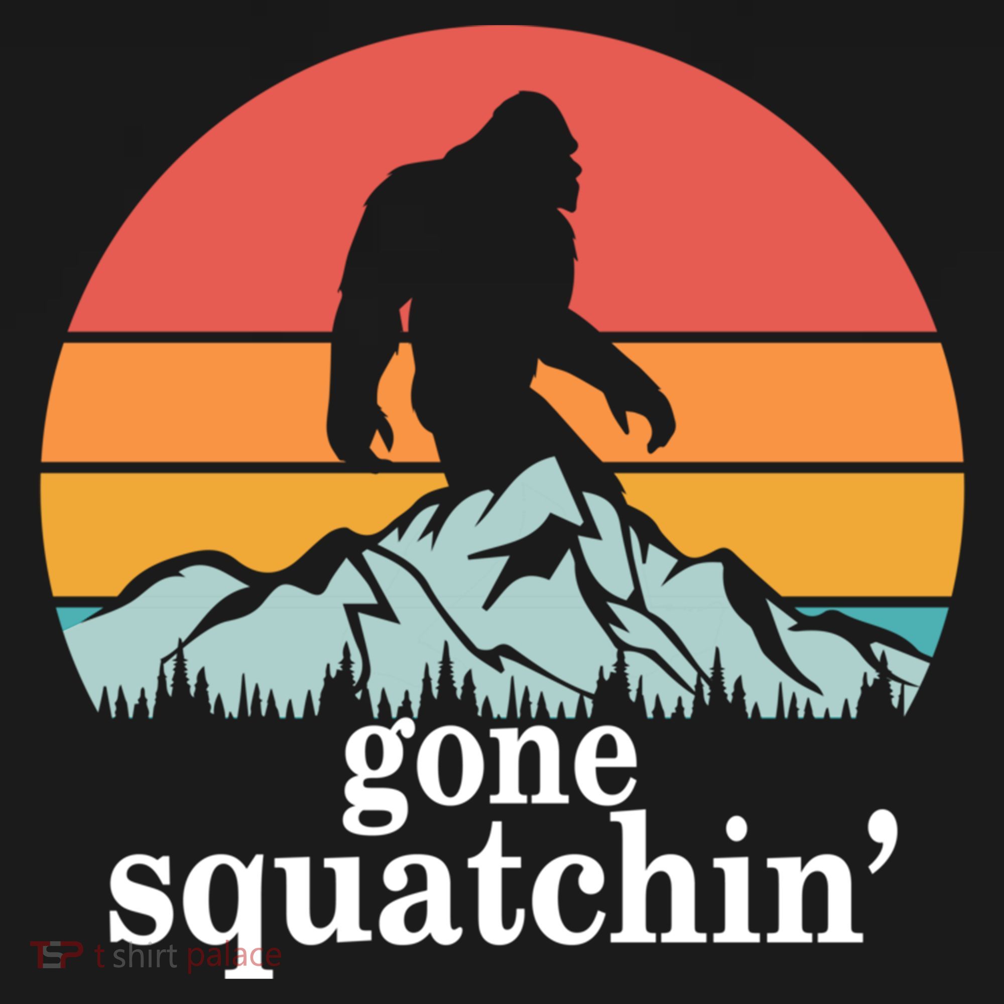 Gone Squatchin Bigfoot Mountain Retro Style Gift Doggie Tank