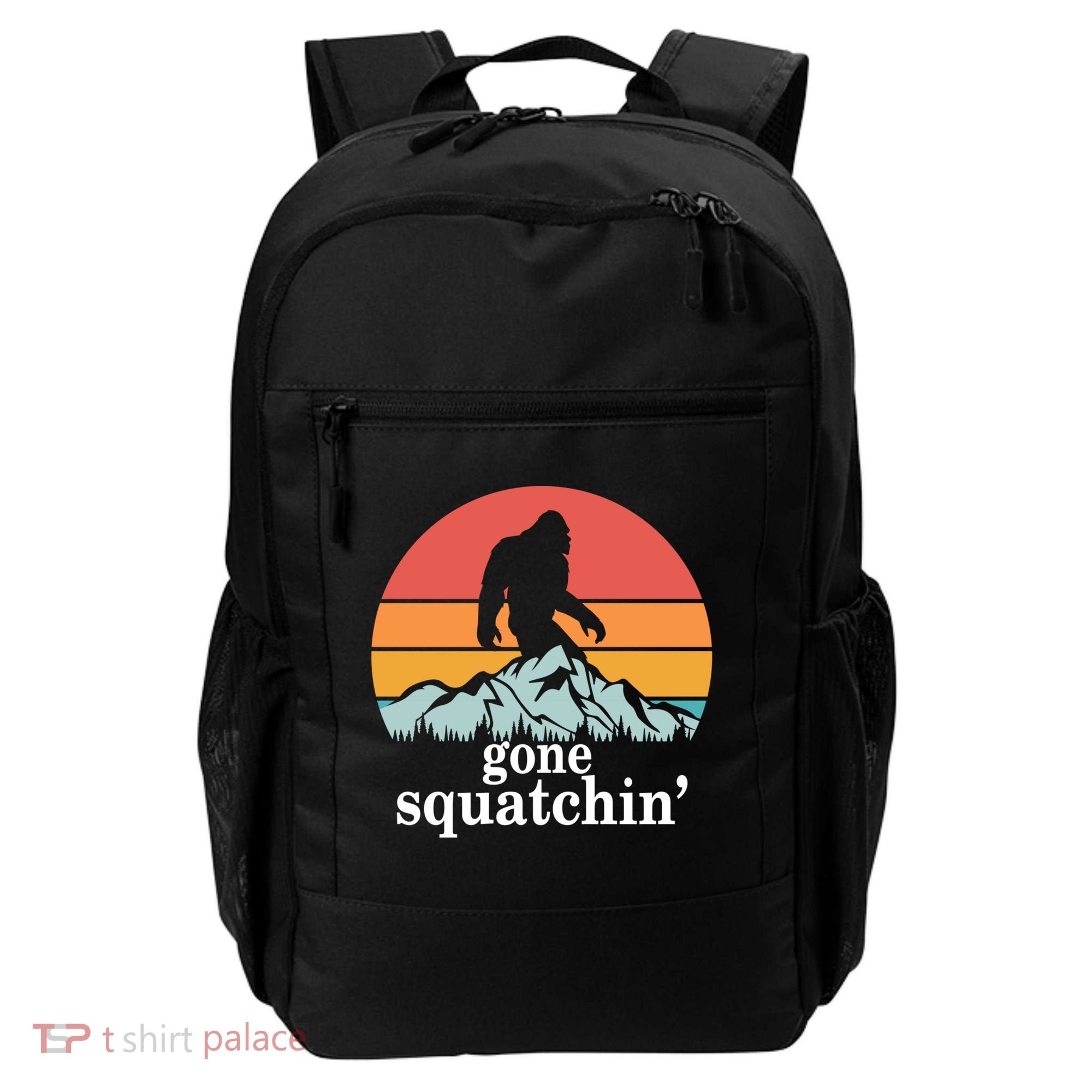 Gone Squatchin Bigfoot Mountain Retro Style Gift Backpack