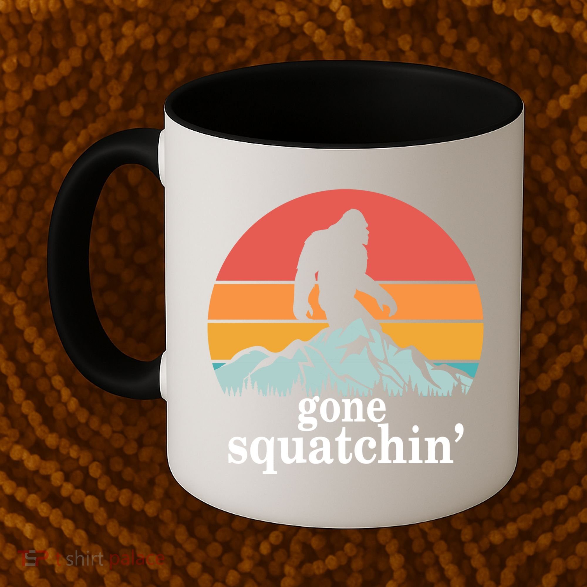 Gone Squatchin Bigfoot Mountain Retro Style Gift Coffee Mug
