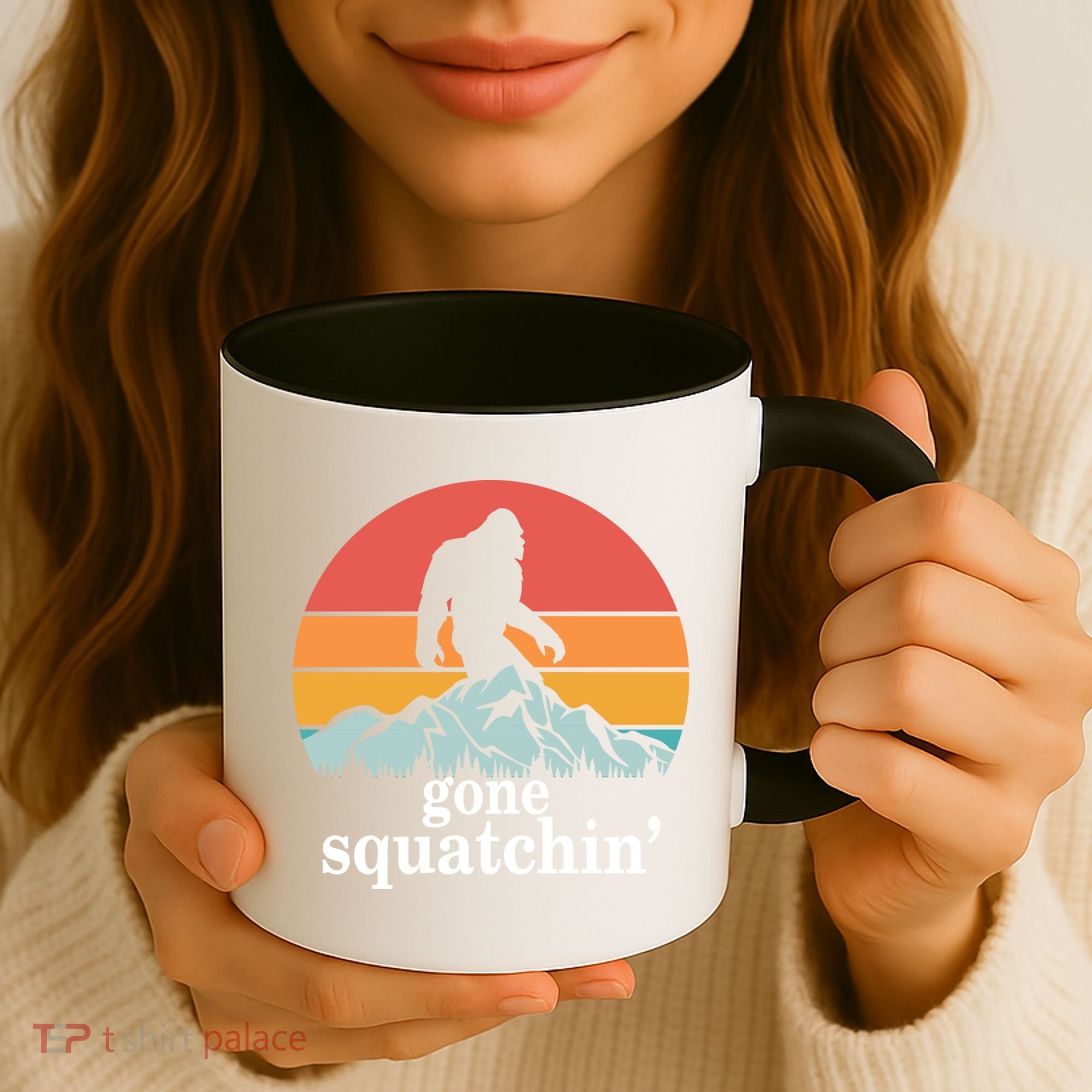 Gone Squatchin Bigfoot Mountain Retro Style Gift Coffee Mug