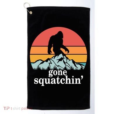 Gone Squatchin Bigfoot Mountain Retro Style Gift Golf Towel