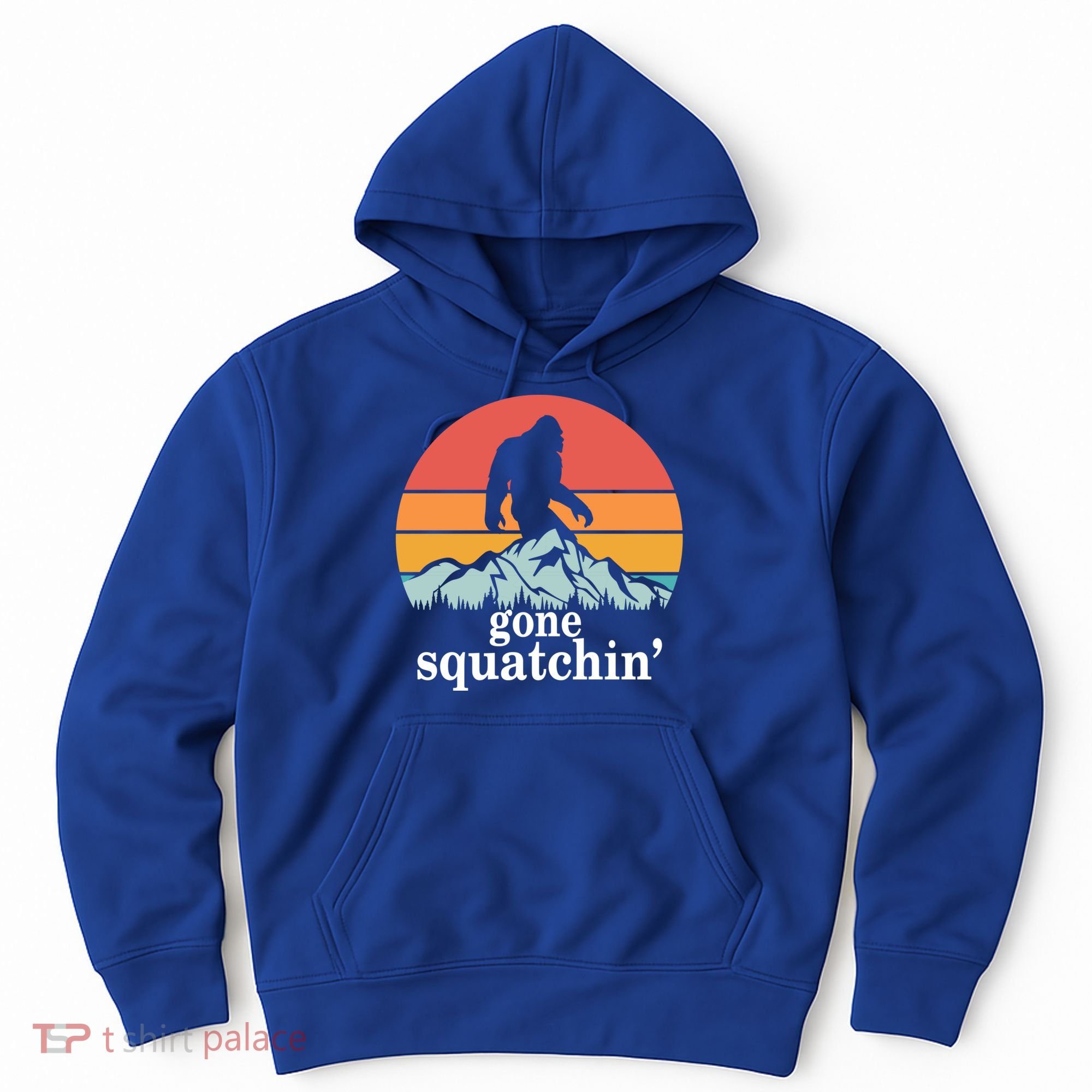 Gone Squatchin Bigfoot Mountain Retro Style Gift Hoodie