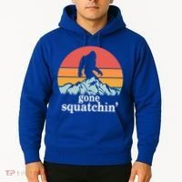 Gone Squatchin Bigfoot Mountain Retro Style Gift Hoodie thumb 2