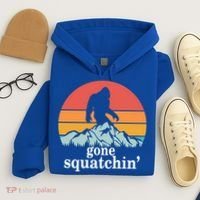 Gone Squatchin Bigfoot Mountain Retro Style Gift Hoodie thumb 4