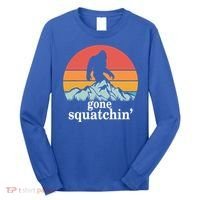 Gone Squatchin Bigfoot Mountain Retro Style Gift Long Sleeve Shirt thumb 0