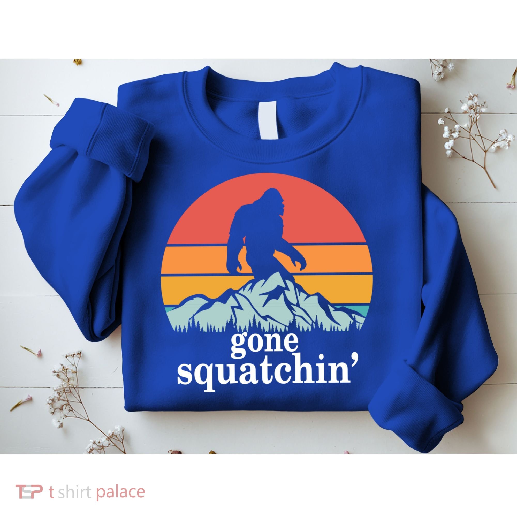 Gone Squatchin Bigfoot Mountain Retro Style Gift Sweatshirt