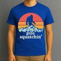 Gone Squatchin Bigfoot Mountain Retro Style Gift T-Shirt thumb 3