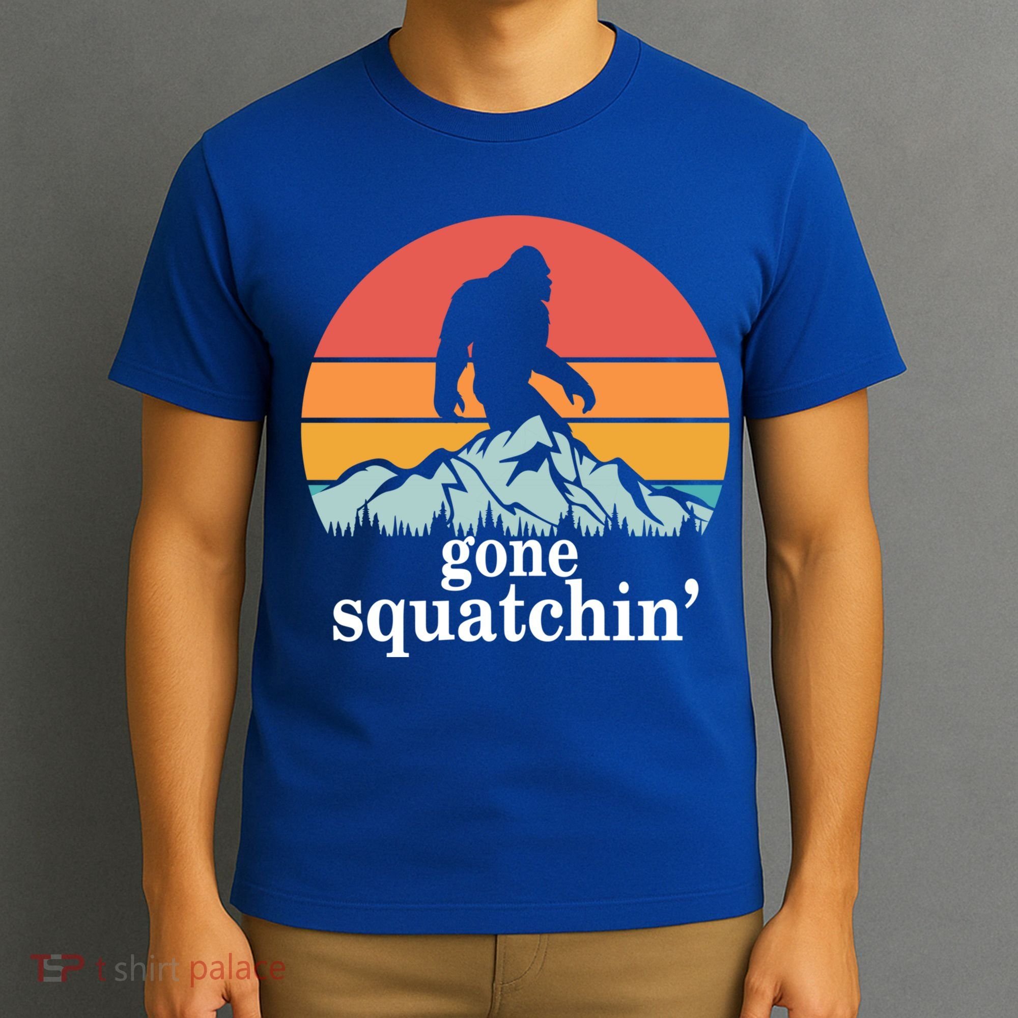 Gone Squatchin Bigfoot Mountain Retro Style Gift T-Shirt
