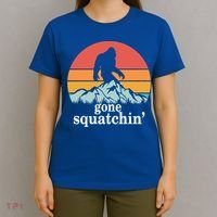 Gone Squatchin Bigfoot Mountain Retro Style Gift T-Shirt thumb 4