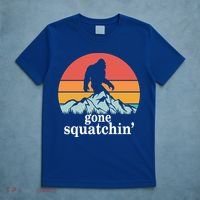 Gone Squatchin Bigfoot Mountain Retro Style Gift T-Shirt thumb 5