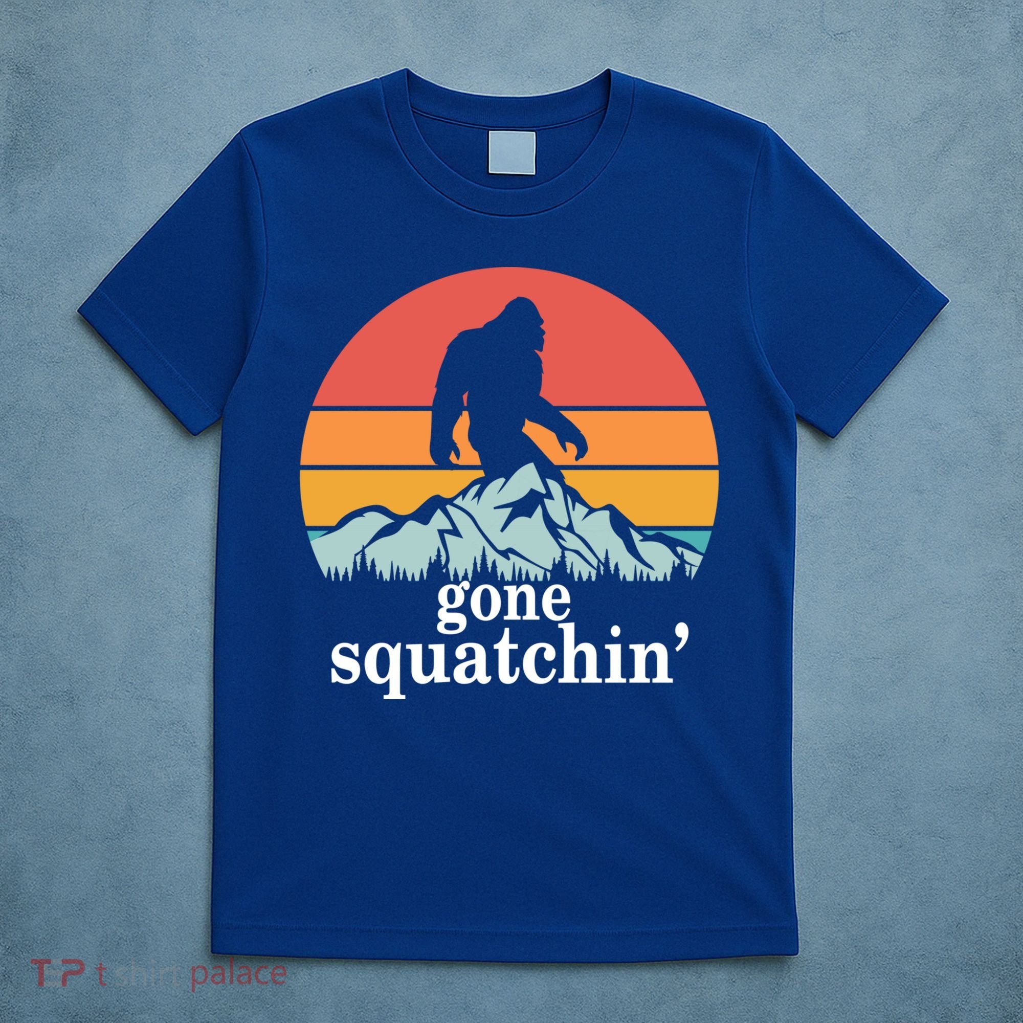 Gone Squatchin Bigfoot Mountain Retro Style Gift T-Shirt