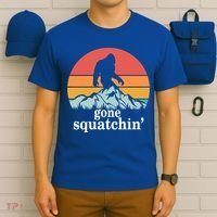 Gone Squatchin Bigfoot Mountain Retro Style Gift T-Shirt thumb 6