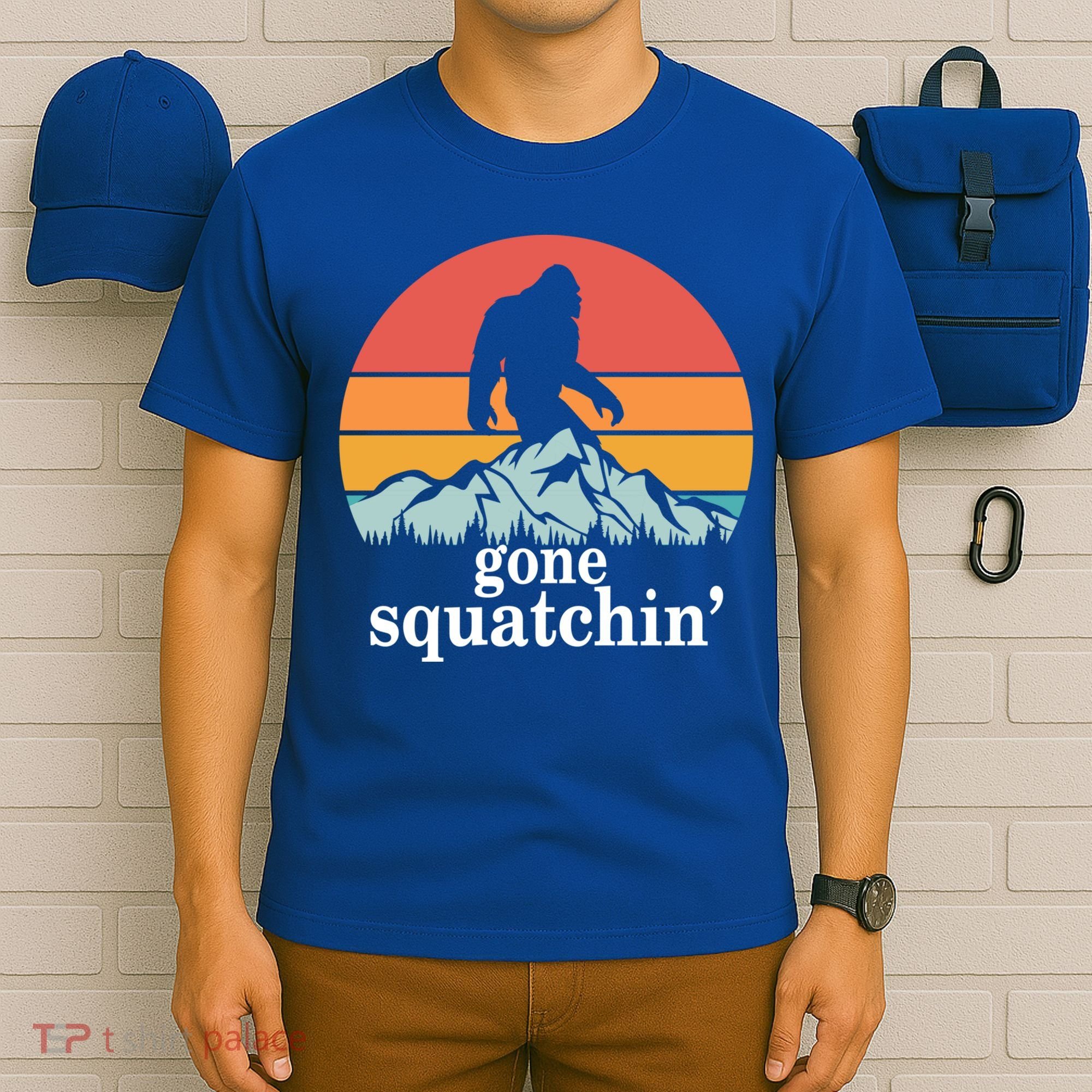 Gone Squatchin Bigfoot Mountain Retro Style Gift T-Shirt