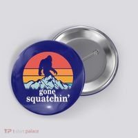 Gone Squatchin Bigfoot Mountain Retro Style Gift Button thumb 0