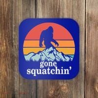 Gone Squatchin Bigfoot Mountain Retro Style Gift Coaster thumb 0