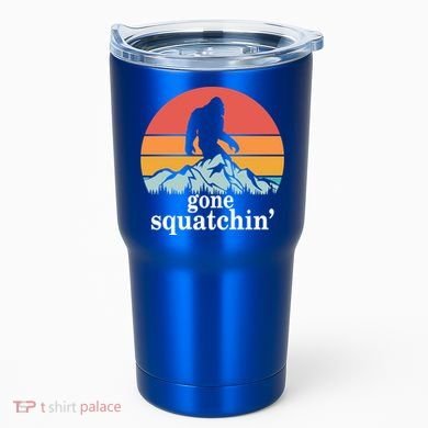 Gone Squatchin Bigfoot Mountain Retro Style Gift Tumbler