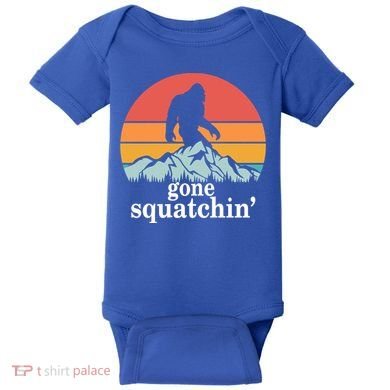 Gone Squatchin Bigfoot Mountain Retro Style Gift Baby Bodysuit