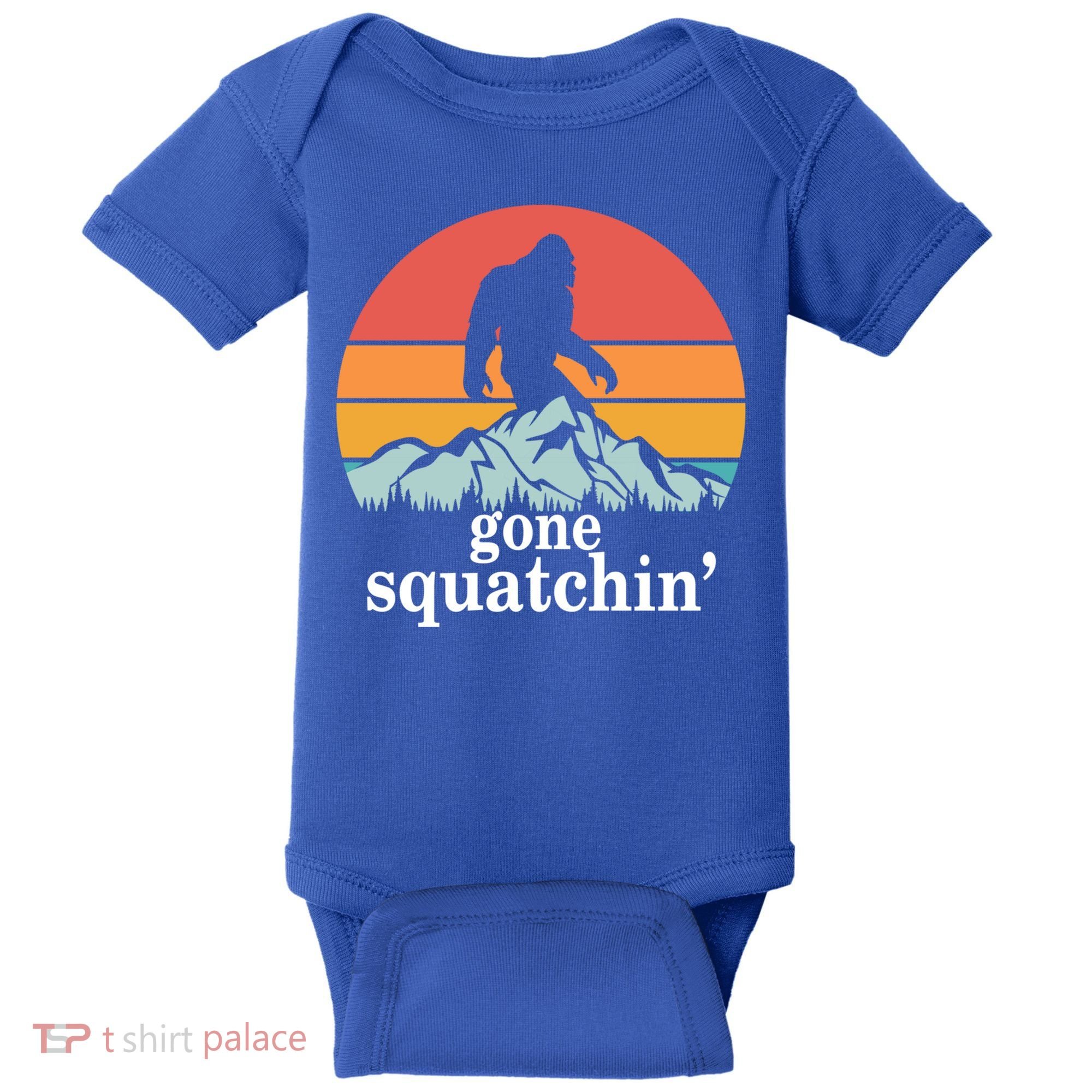 Gone Squatchin Bigfoot Mountain Retro Style Gift Baby Bodysuit
