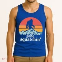 Gone Squatchin Bigfoot Mountain Retro Style Gift Tank Top thumb 3