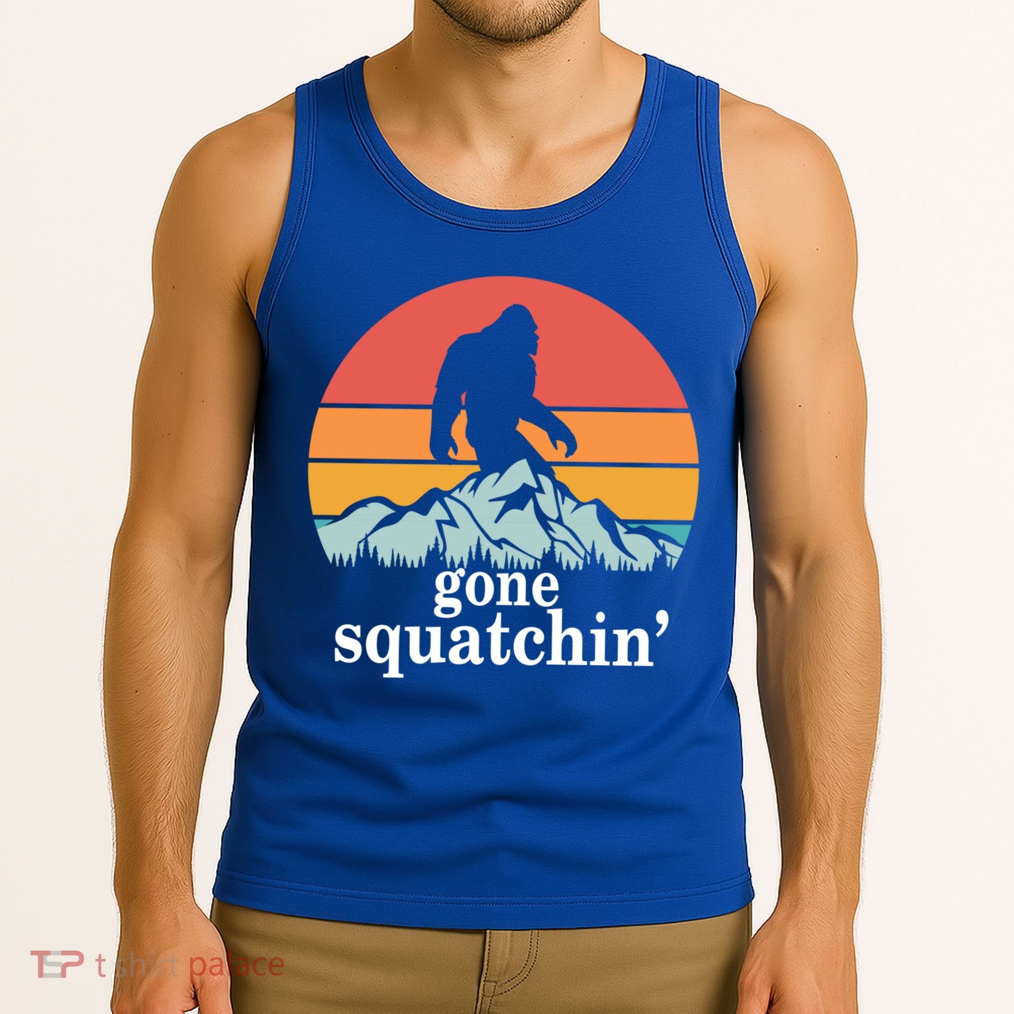 Gone Squatchin Bigfoot Mountain Retro Style Gift Tank Top