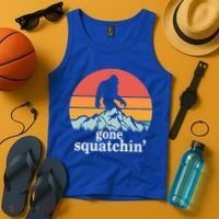 Gone Squatchin Bigfoot Mountain Retro Style Gift Tank Top thumb 4