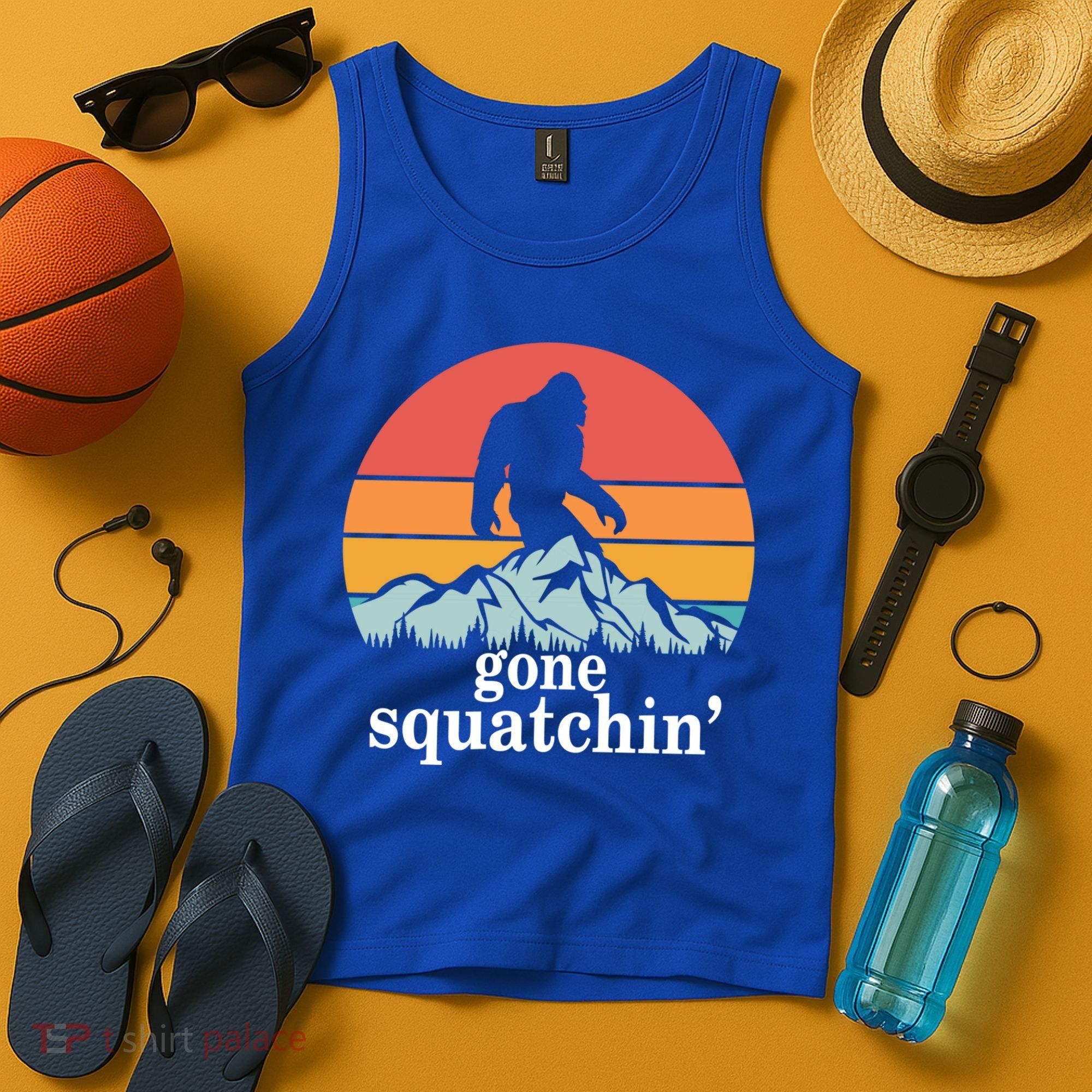 Gone Squatchin Bigfoot Mountain Retro Style Gift Tank Top