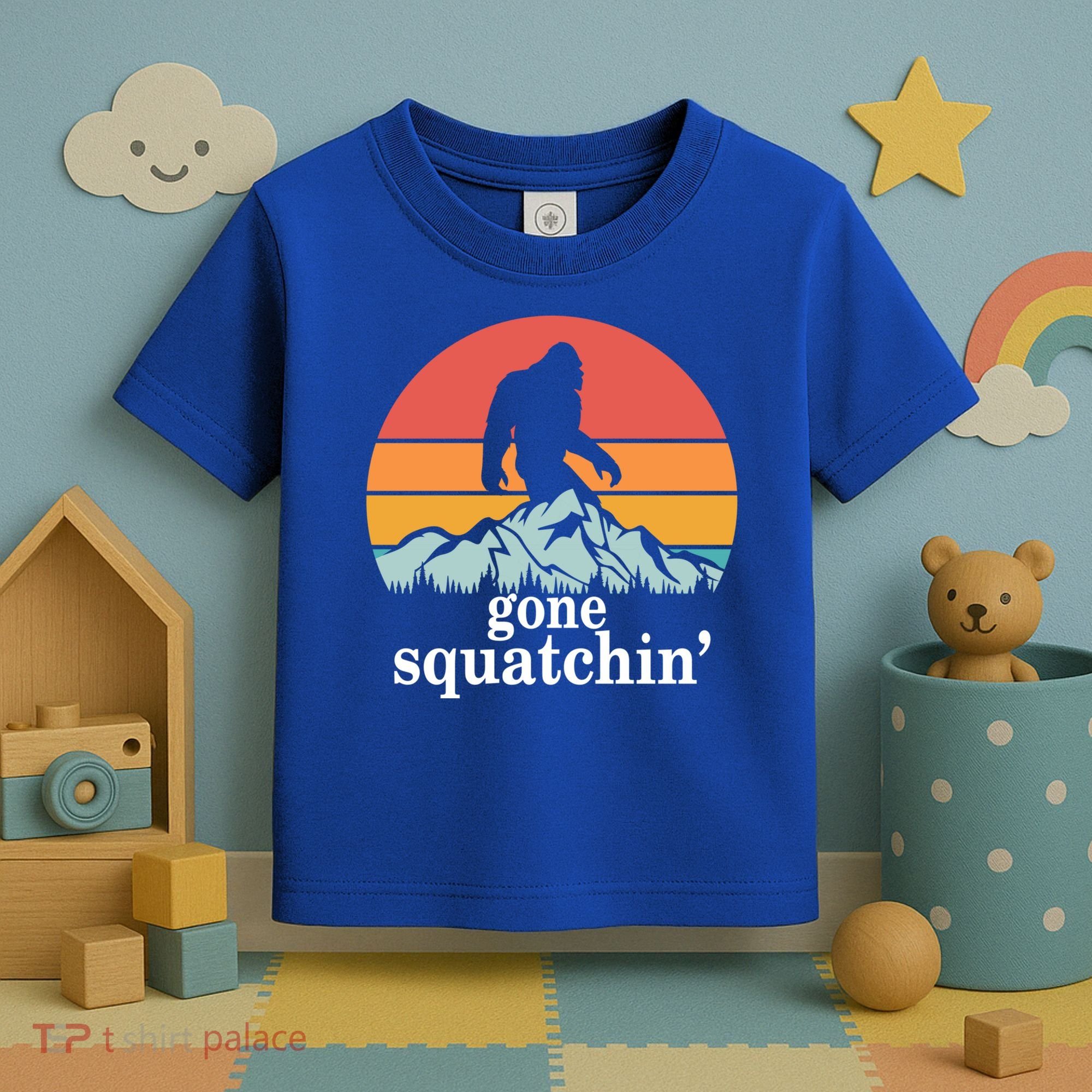 Gone Squatchin Bigfoot Mountain Retro Style Gift Toddler T-Shirt