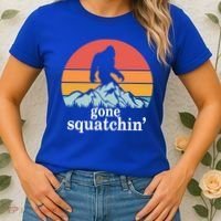 Gone Squatchin Bigfoot Mountain Retro Style Gift Women's T-Shirt thumb 2