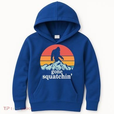 Gone Squatchin Bigfoot Mountain Retro Style Gift Kids Hoodie