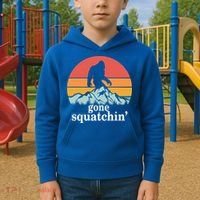 Gone Squatchin Bigfoot Mountain Retro Style Gift Kids Hoodie thumb 2