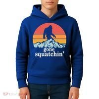 Gone Squatchin Bigfoot Mountain Retro Style Gift Kids Hoodie thumb 4