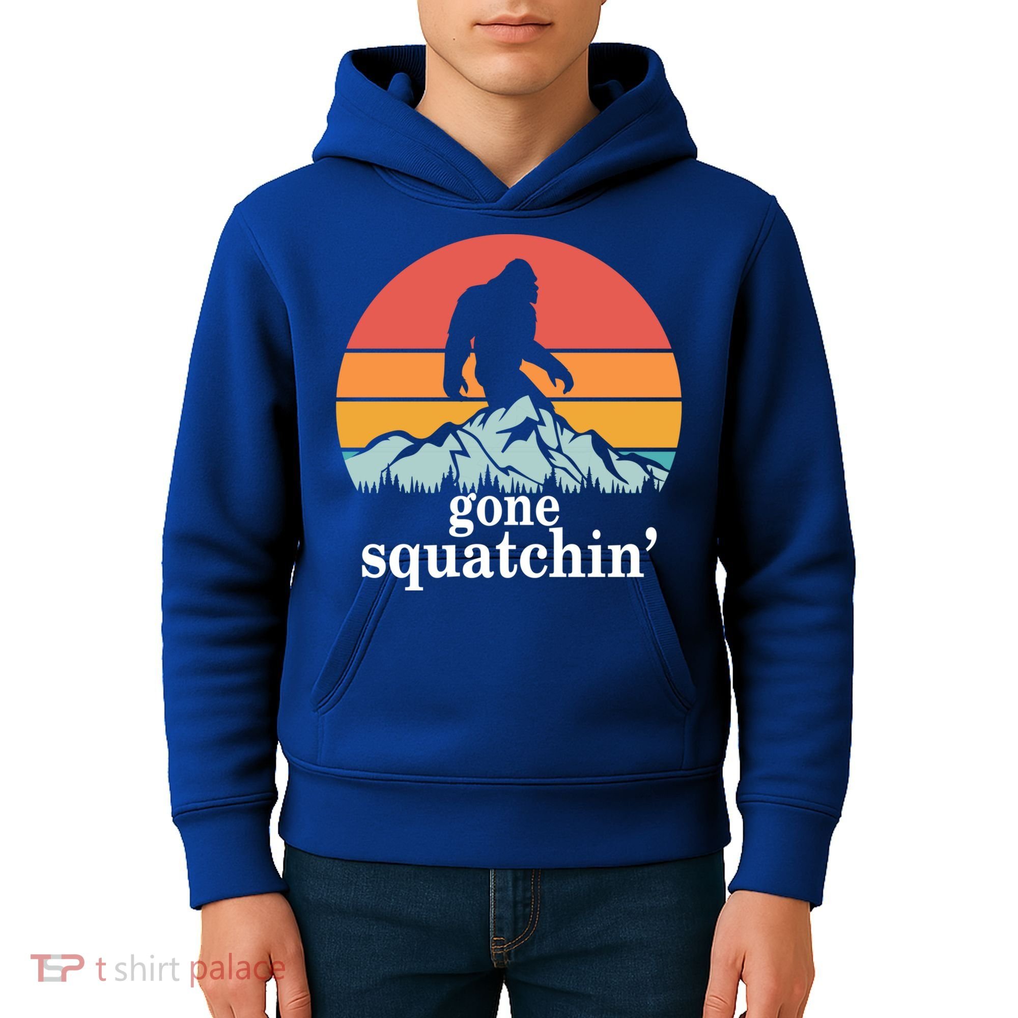Gone Squatchin Bigfoot Mountain Retro Style Gift Kids Hoodie
