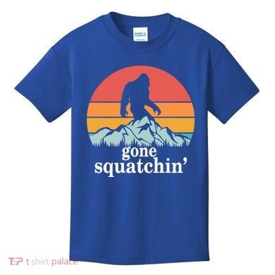 Gone Squatchin Bigfoot Mountain Retro Style Gift Kids T-Shirt