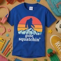 Gone Squatchin Bigfoot Mountain Retro Style Gift Kids T-Shirt thumb 3