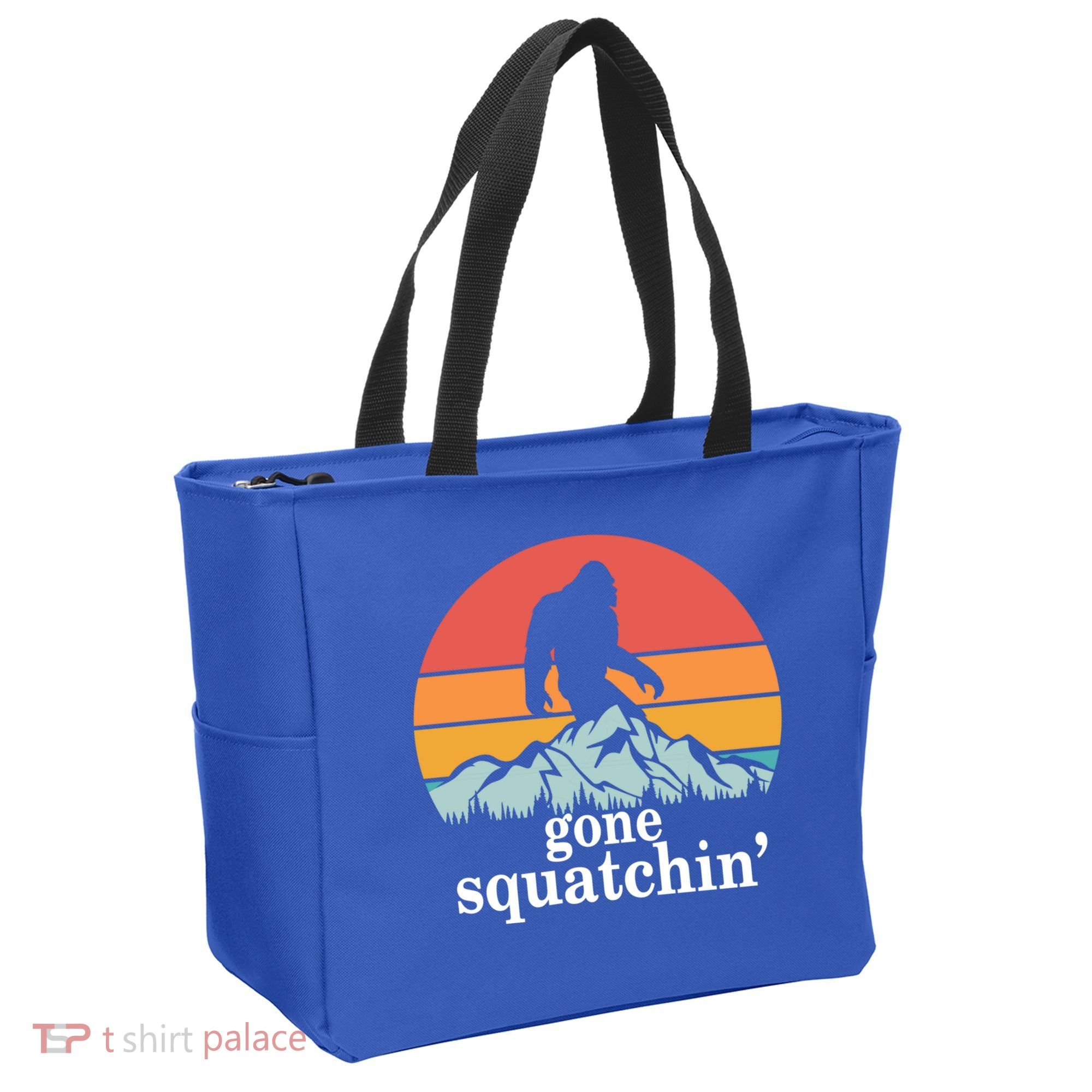 Gone Squatchin Bigfoot Mountain Retro Style Gift Tote Bag