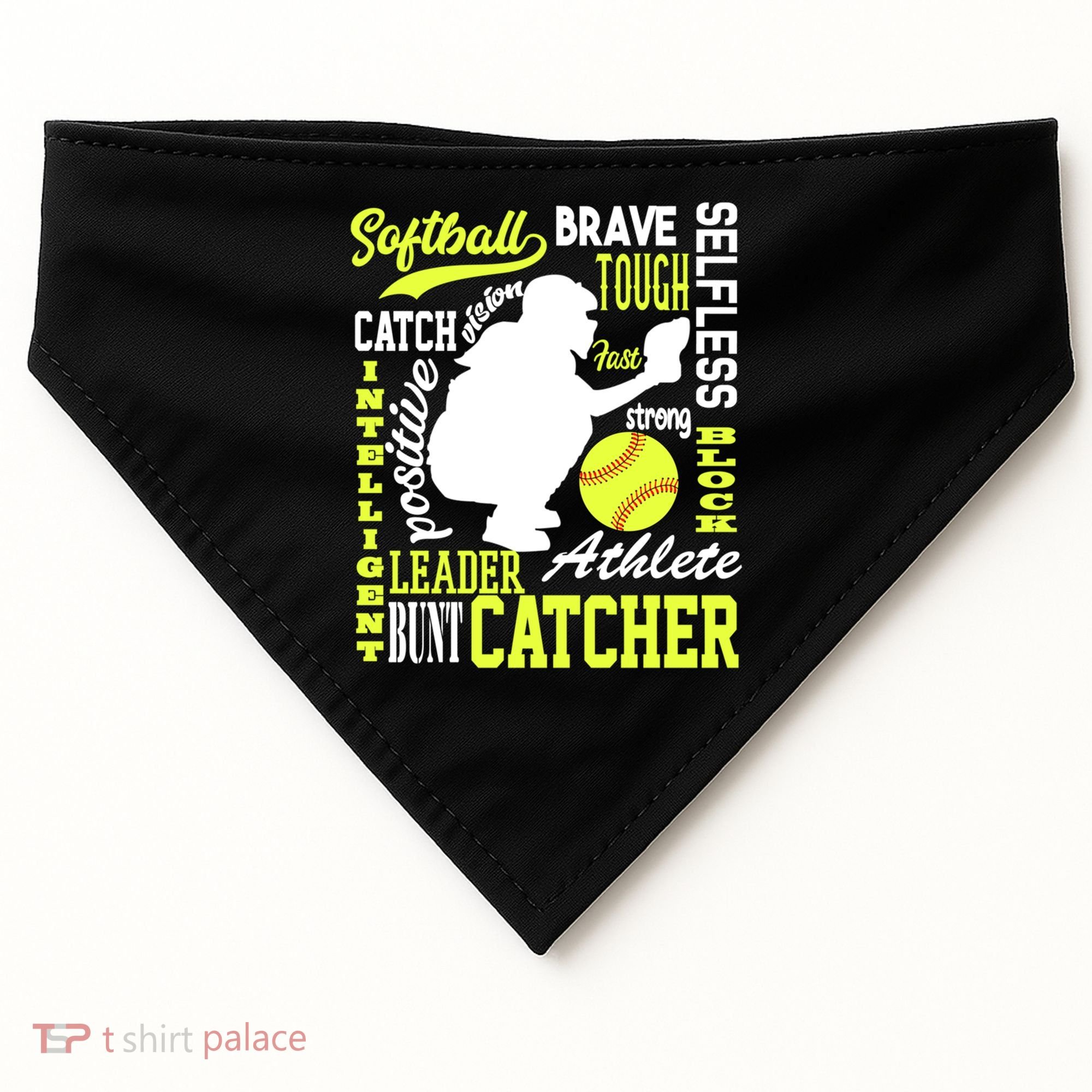 Girls Softball Catcher Great Traits Of A Catcher Funny Gift USA-Made Doggie Bandana