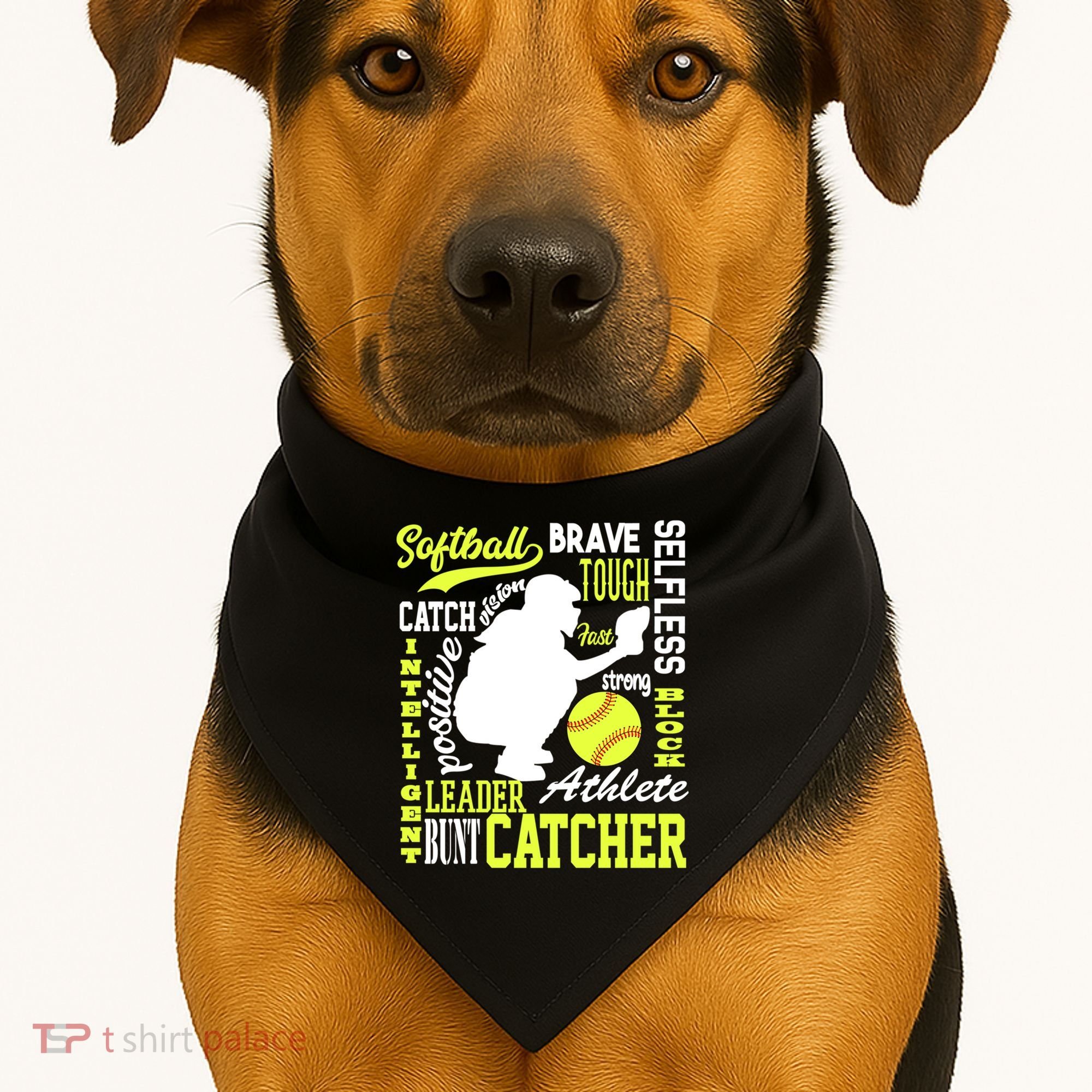 Girls Softball Catcher Great Traits Of A Catcher Funny Gift USA-Made Doggie Bandana