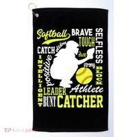 Girls Softball Catcher Great Traits Of A Catcher Funny Gift Golf Towel thumb 0