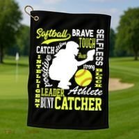 Girls Softball Catcher Great Traits Of A Catcher Funny Gift Golf Towel thumb 1