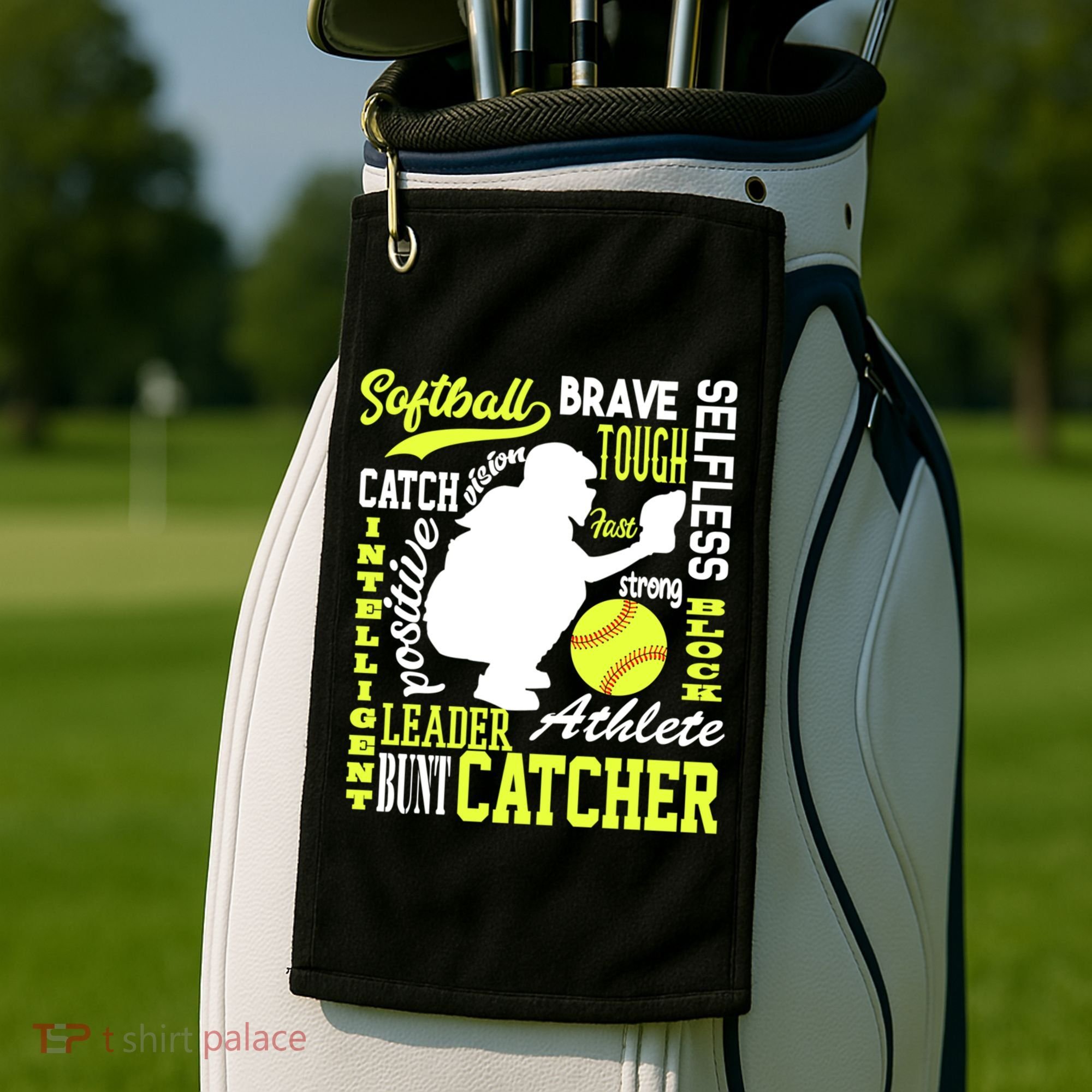 Girls Softball Catcher Great Traits Of A Catcher Funny Gift Golf Towel